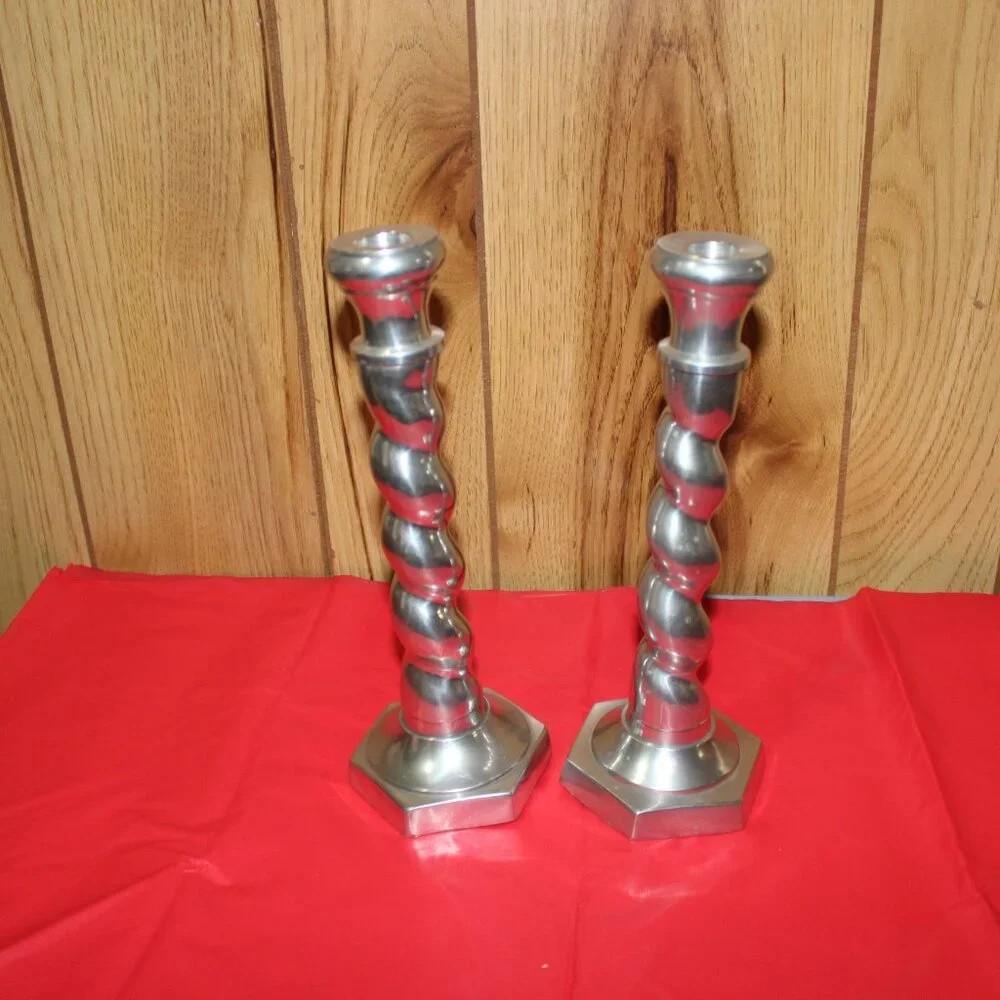 Vintage Silver Tone Home Interior Candle Holders
